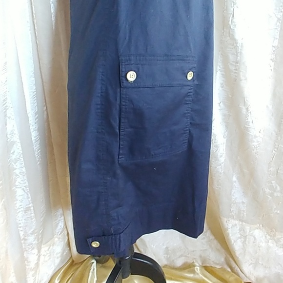 Ellen Tracy Nautical Navy Button Shirt Dress - Picture 3 of 7